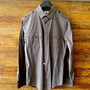 Gray Military Style Express Dress Shirt Size M